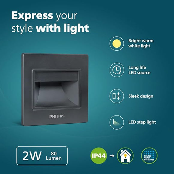 Home / PHILIPS 2W 581958 Step Glow Surface Mounted Decorative LED Step ...