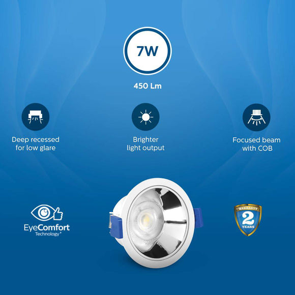 Home / Philips 7W LED COB Spot Light with Chrome Reflector & Focused ...